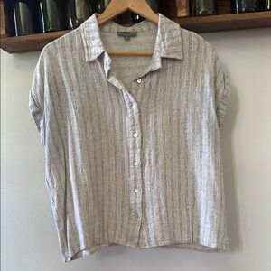 Grade & Gather Striped Linen Button Top